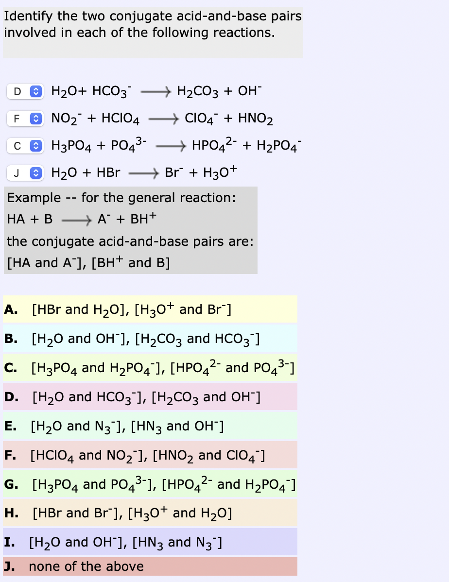 Solved Identify the two conjugate acid-and-base pairs | Chegg.com
