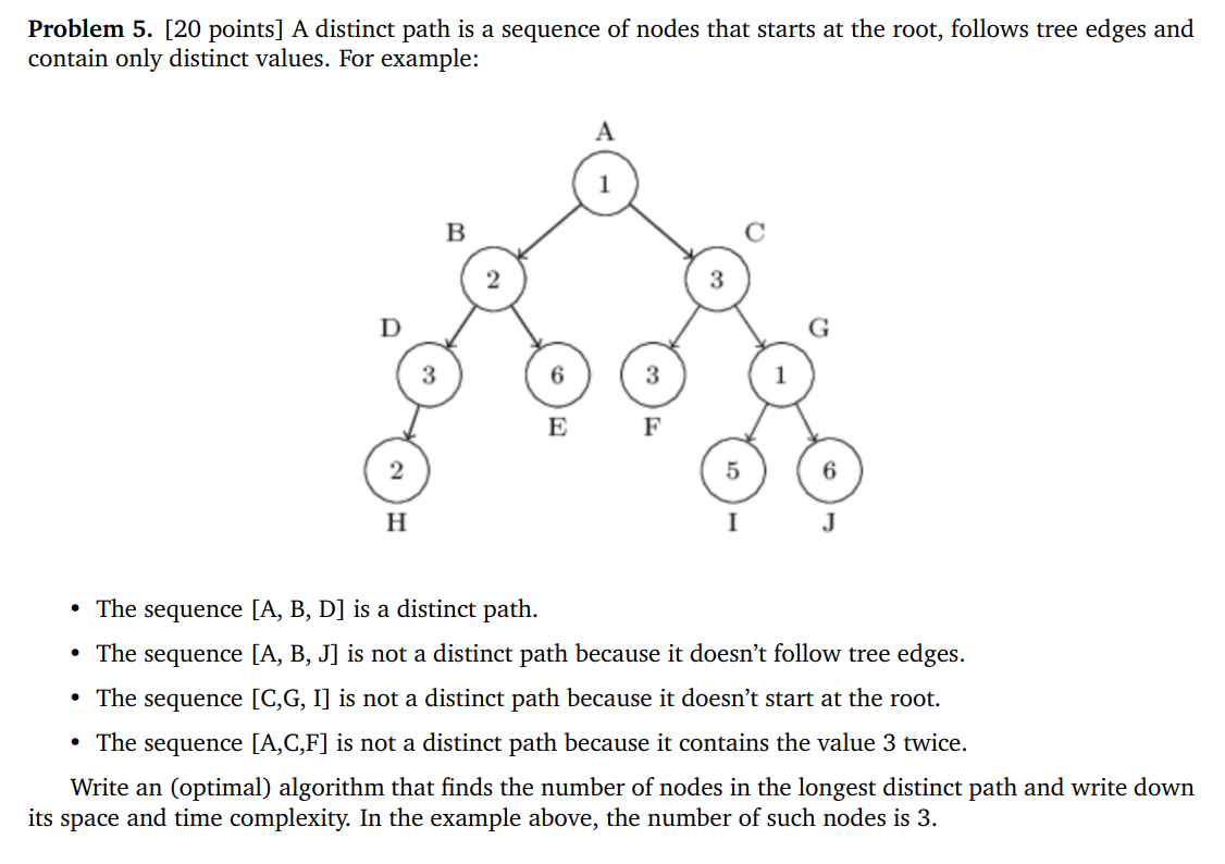 Solved Problem 5. [20 points] A distinct path is a sequence | Chegg.com