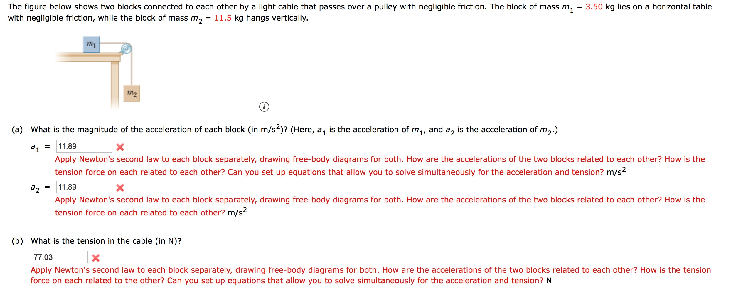 Solved The figure below shows two blocks connected to each | Chegg.com