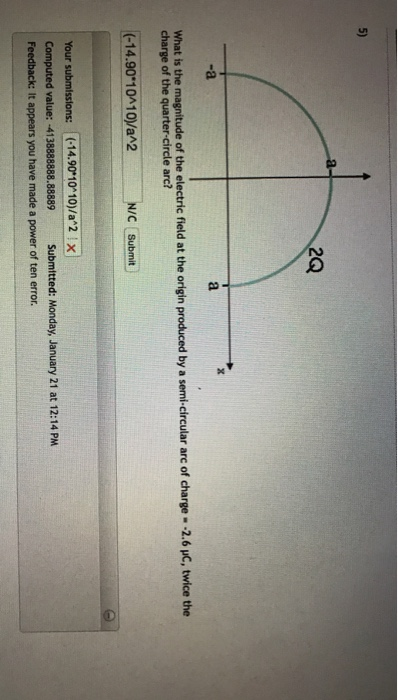 Solved 5) 2Q -a What is the magnitude of the electric field | Chegg.com