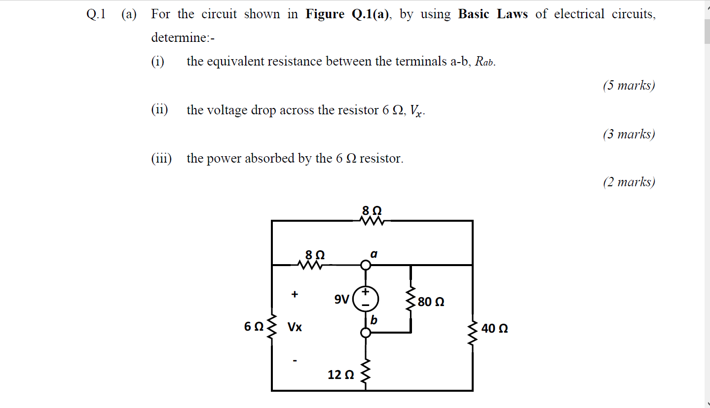 Solved Q.1 (a) For The Circuit Shown In Figure Q.1(a), By | Chegg.com