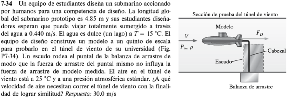 7-34 Un equipo de estudiantes diseña un submarino accionado por humanos para una competencia de diseño. La longitud global de