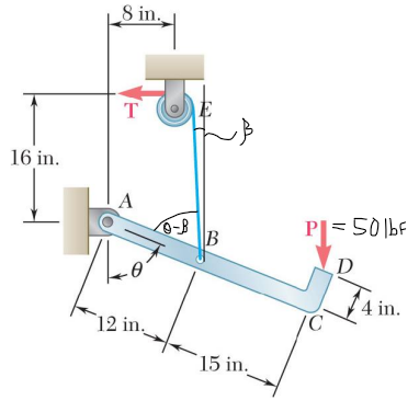 Solved P=50lbf Note: The cable B-E is NOT vertical, and | Chegg.com