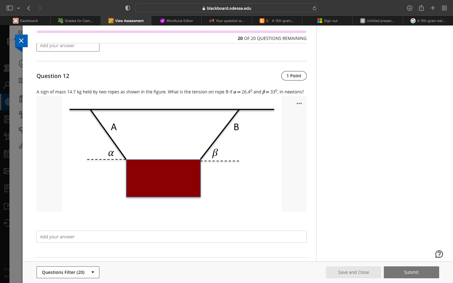 Solved A Sign Of Mass 14.7 Kg Held By Two Ropes As Shown In | Chegg.com