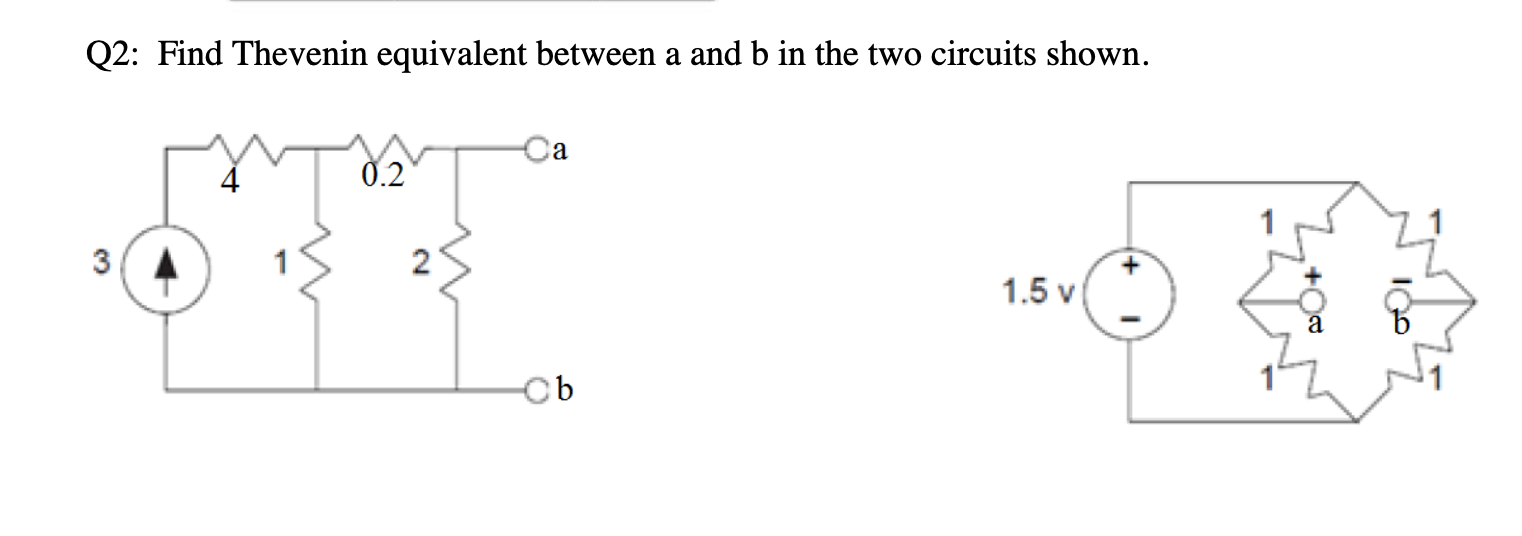 Solved Q2: Find Thevenin Equivalent Between A And B In The | Chegg.com