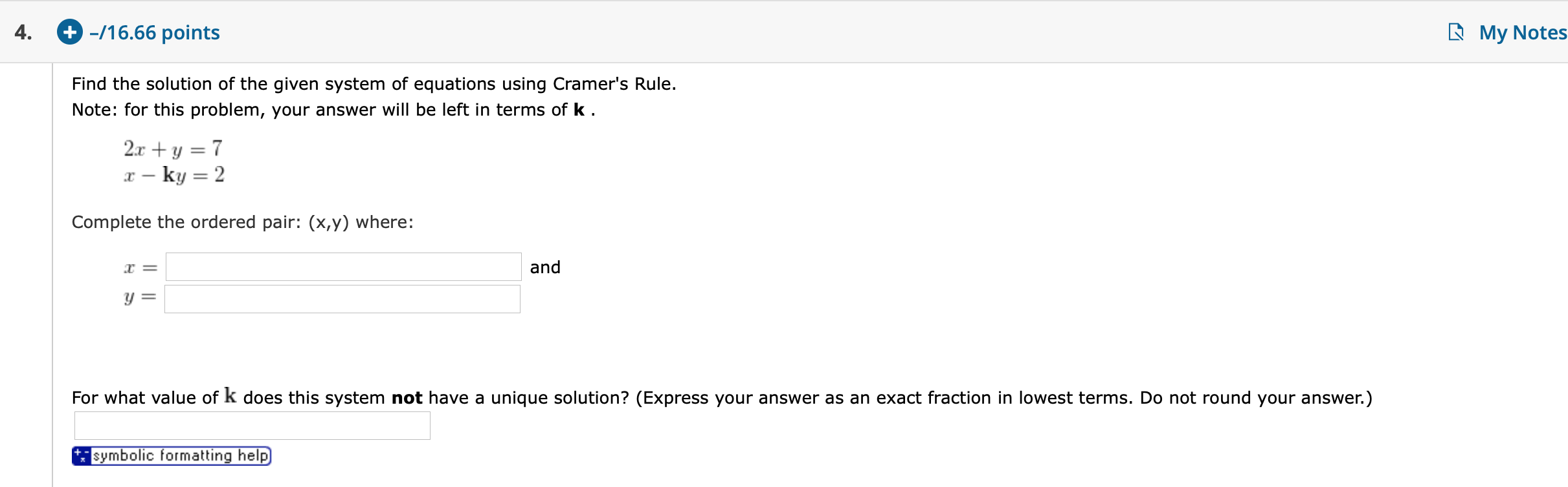 Solved 4. + -/16.66 points My Notes Find the solution of the | Chegg.com