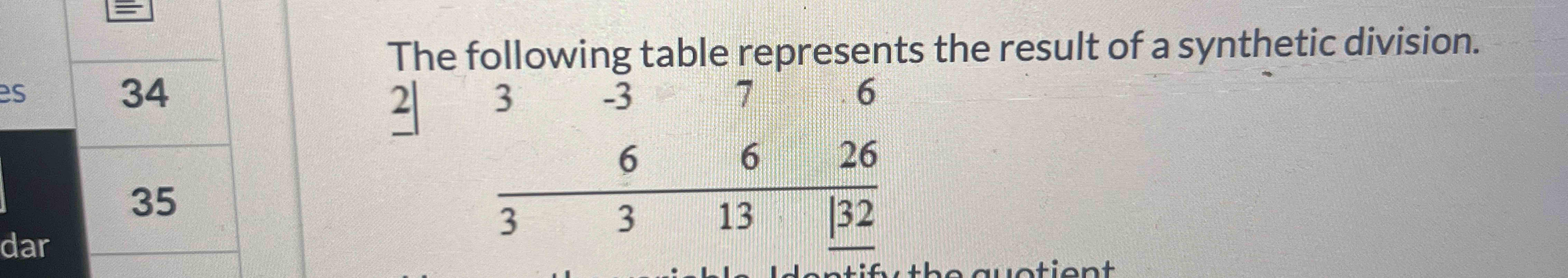 The following table represents the result of ﻿a | Chegg.com