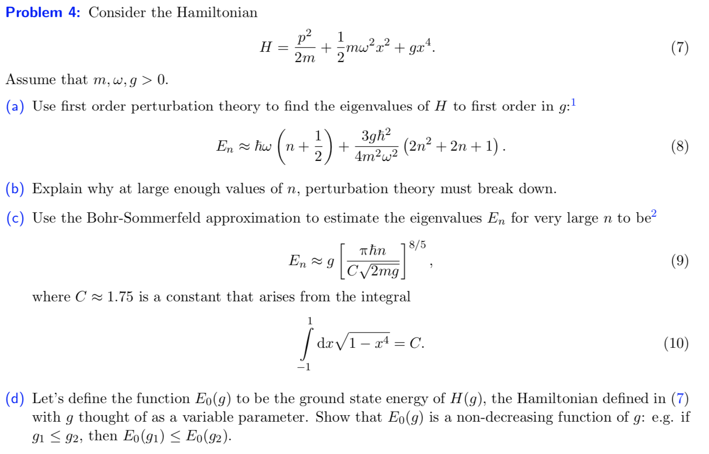 Solved mw?x2 +924 (7) Problem 4: Consider the Hamiltonian p | Chegg.com