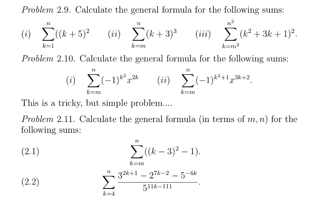 Solved Problem 2.9. Calculate The General Formula For The 