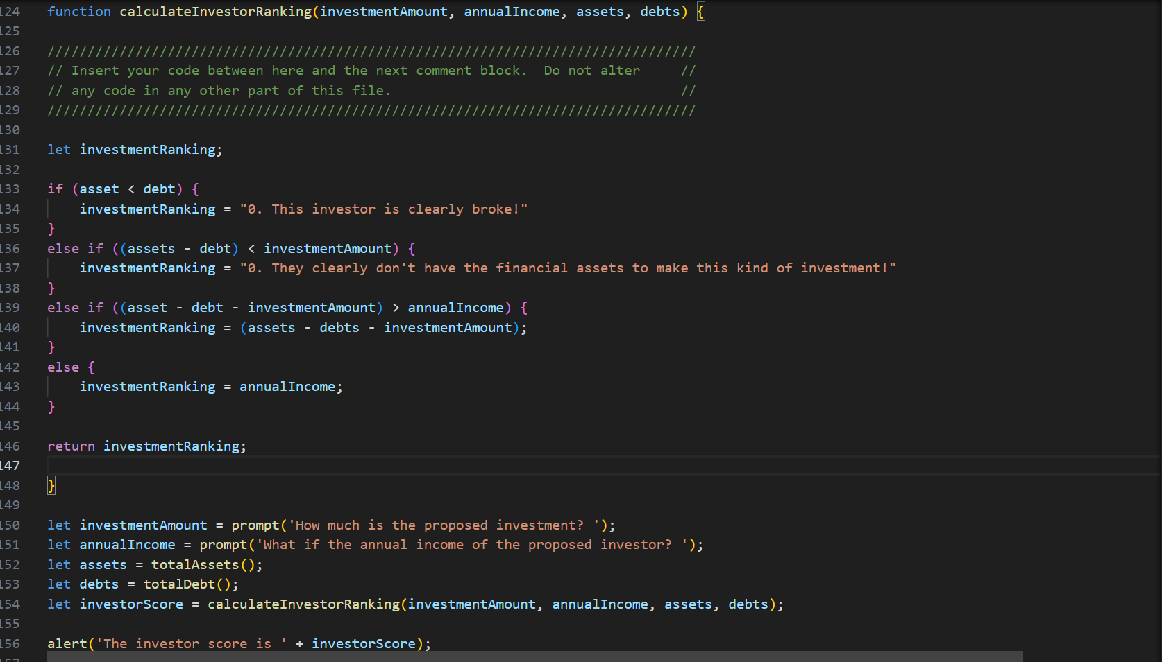 Solved function totalAssets() \{ // Insert your code between | Chegg.com