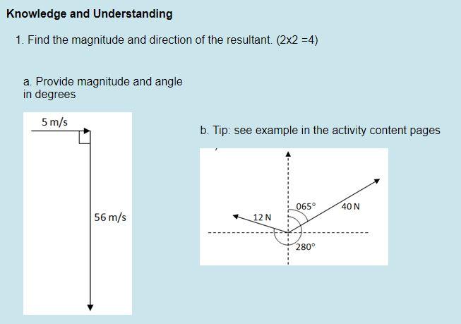 Solved Knowledge And Understanding 1. Find The Magnitude And | Chegg.com