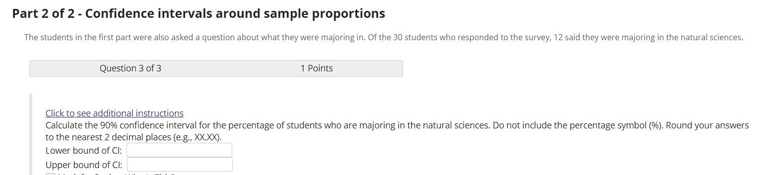 Solved Part 2 of 2 - Confidence intervals around sample | Chegg.com