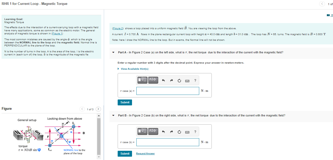 Solved RHR 1 for Current Loop - Magnetic Torque 1 of MIR | Chegg.com