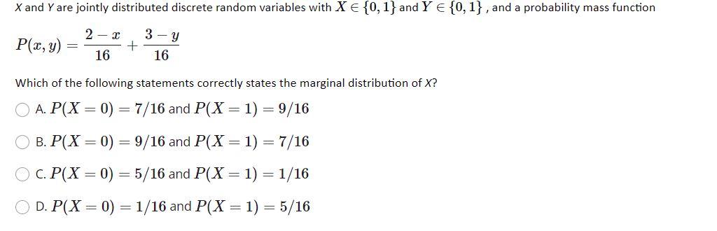 Solved X And Y Are Jointly Distributed Discrete Random | Chegg.com