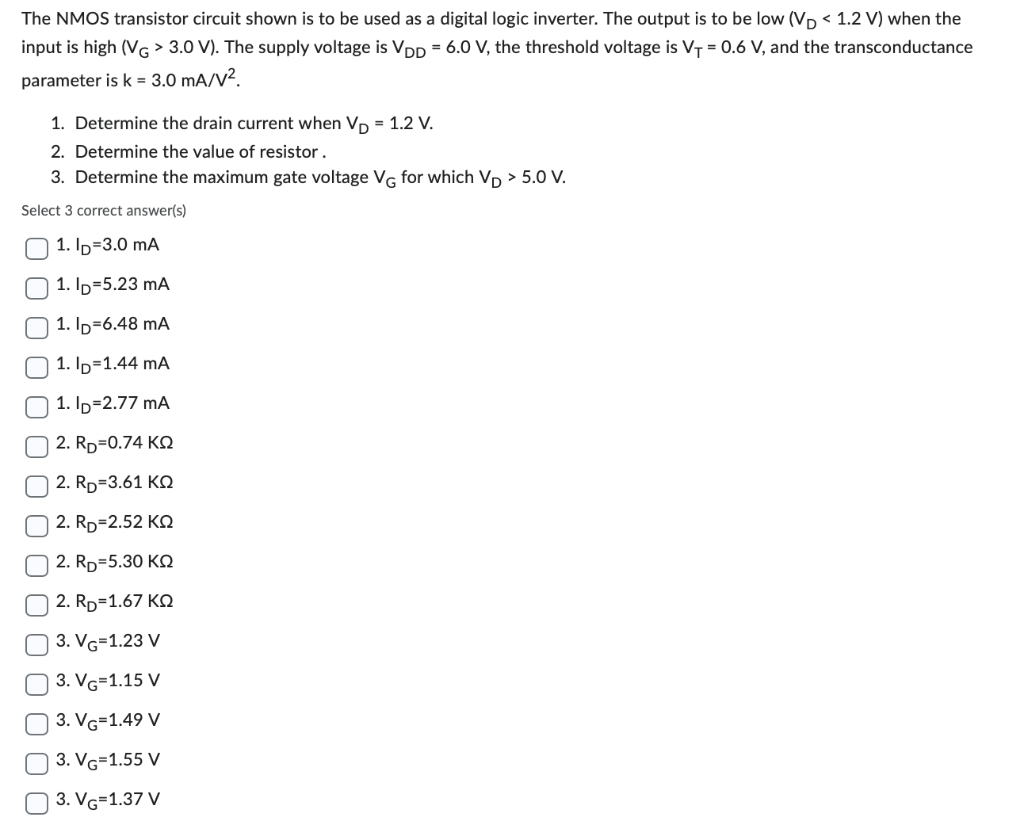 Solved The NMOS transistor circuit shown is to be used as a
