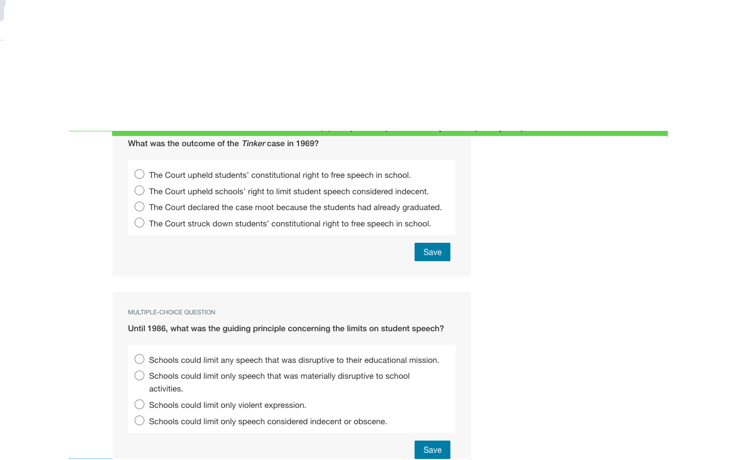 what was the outcome of the tinker case in 1969