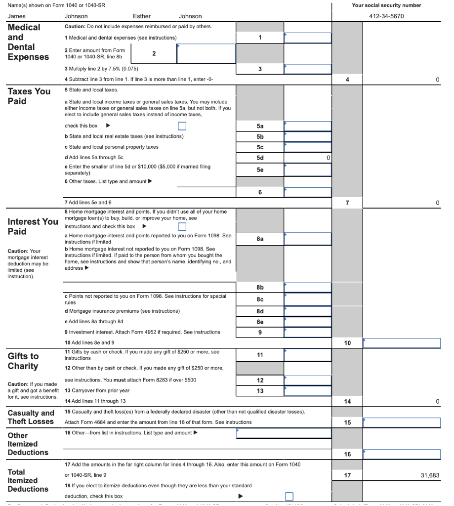 Page 1 of Form 1040. Use provided information and