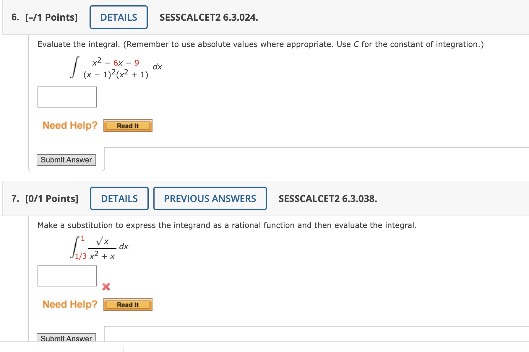 Solved Evaluate the integral. (Remember to use absolute | Chegg.com