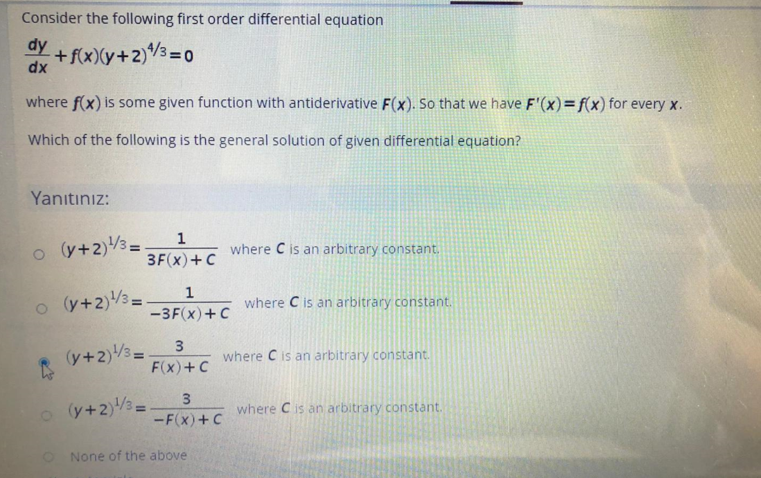 Solved Consider The Following First Order Differential | Chegg.com