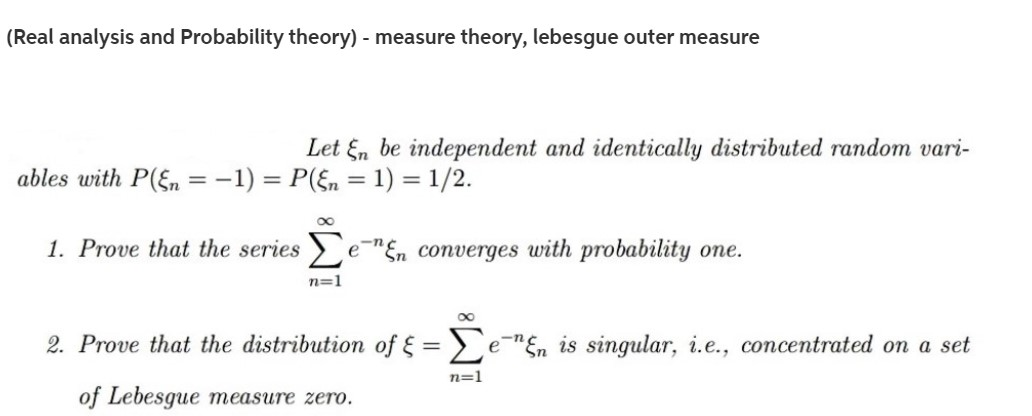 Real analysis and Probability theory) - measure | Chegg.com