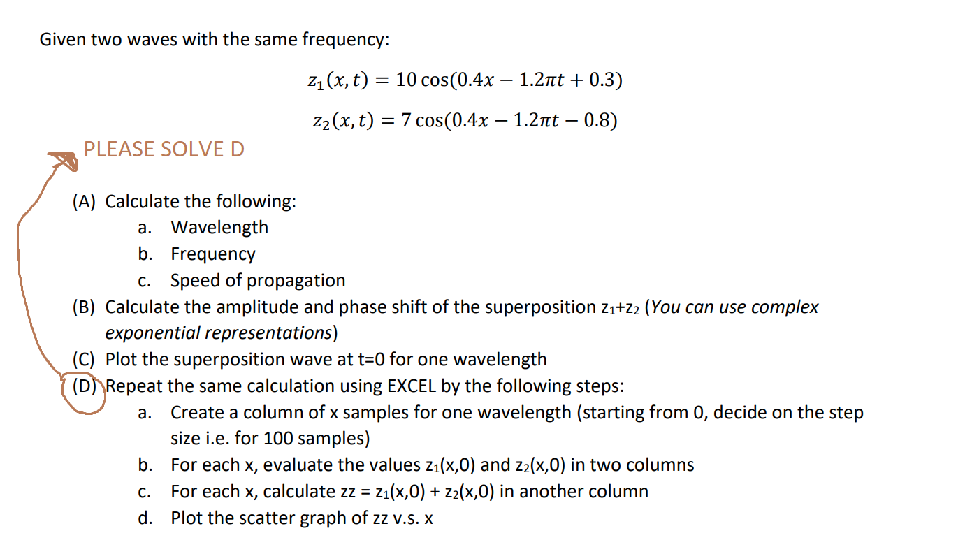 Solved Given two waves with the same frequency: 21(x, t) = | Chegg.com