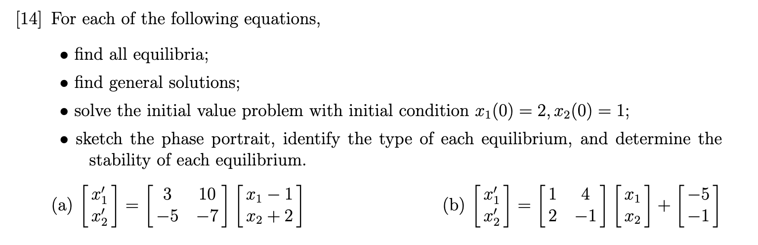 Solved [14] For each of the following equations, = = • find | Chegg.com
