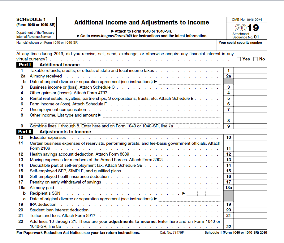 Irs 1040 Form Schedule 1 - IRS Form 1040 Schedule 3 Download Fillable