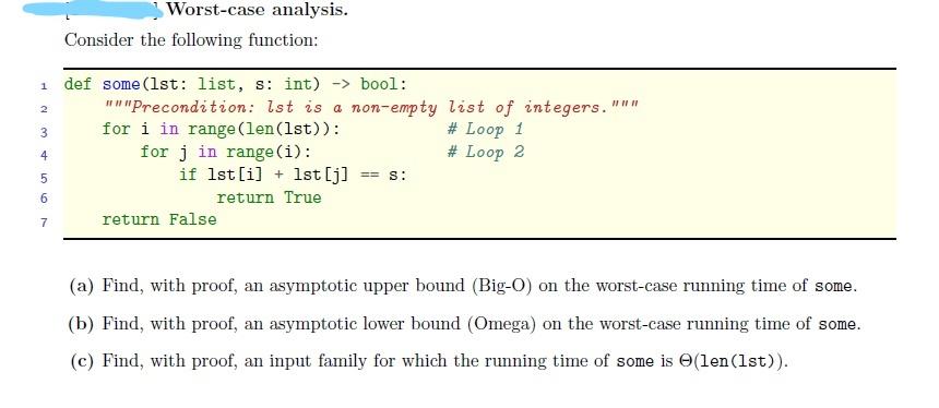 Worst-case Analysis. Consider The Following Function: | Chegg.com