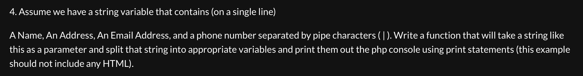Solved 4. Assume we have a string variable that contains (on | Chegg.com
