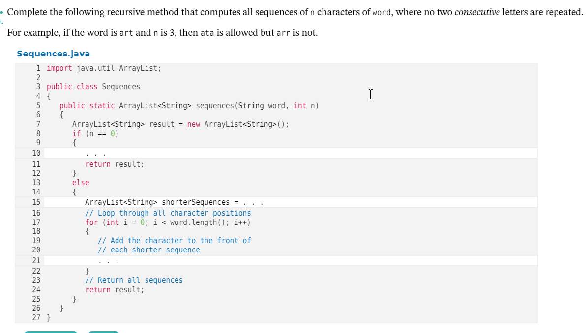 Complete the following recursive method that | Chegg.com
