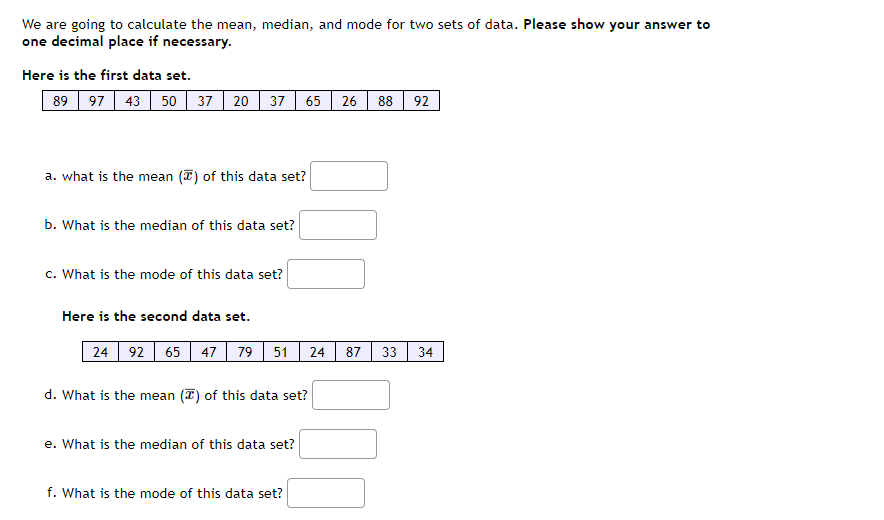 how to calculate the mean of two data sets