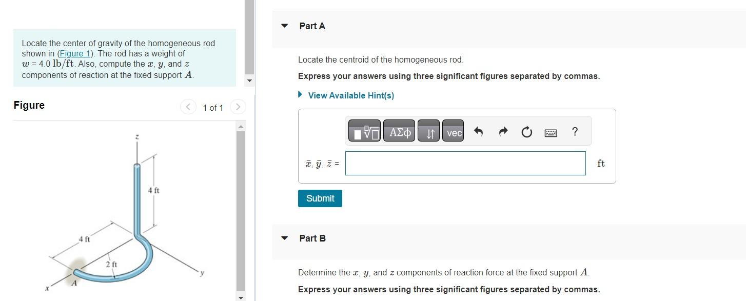 Solved Locate The Center Of Gravity Of The Homogeneous Rod | Chegg.com