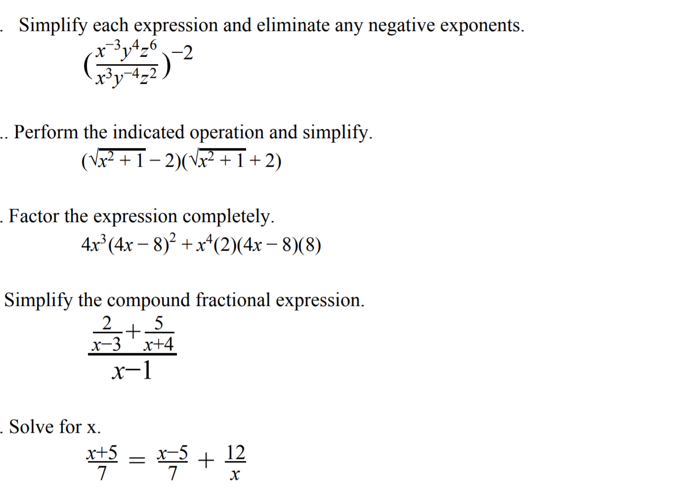 Solved - Simplify each expression and eliminate any negative | Chegg.com