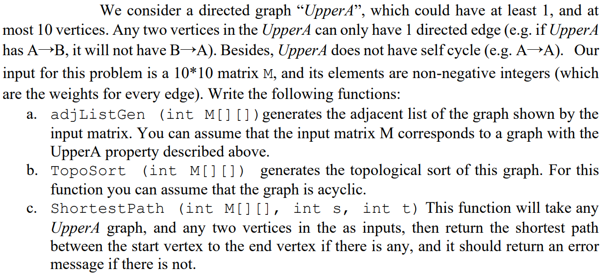 We consider a directed graph "UpperA", which could | Chegg.com