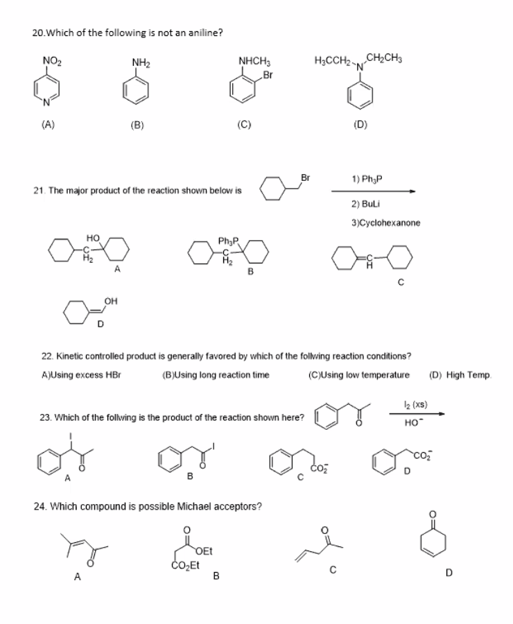 Solved 20. Which of the following is not an aniline? NO2 NH2 | Chegg.com