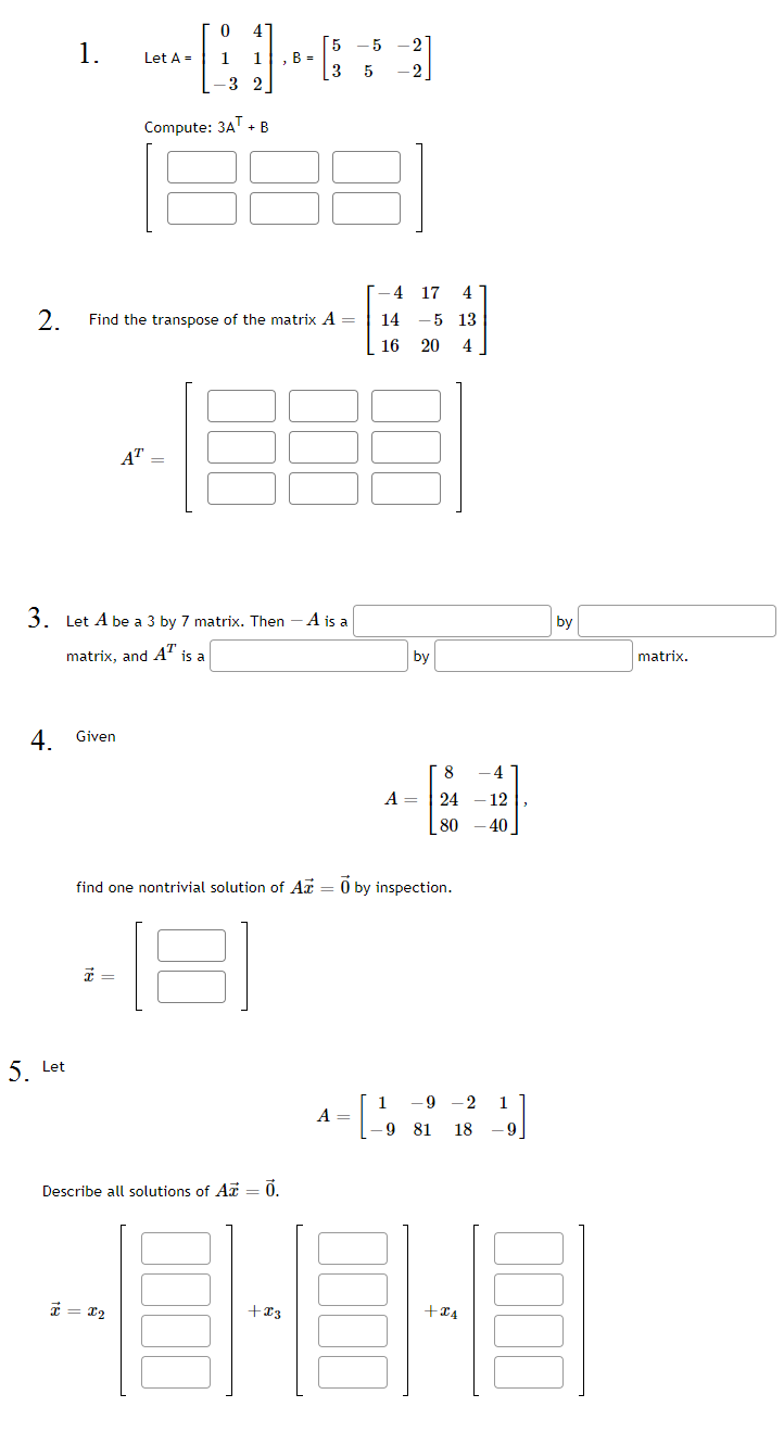 Solved 0 4 5 1 Let A B 1 1 3 2 5 5 2 Compute 3atb