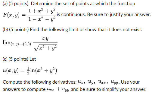 Solved (a) (5 points) Determine the set of points at which | Chegg.com