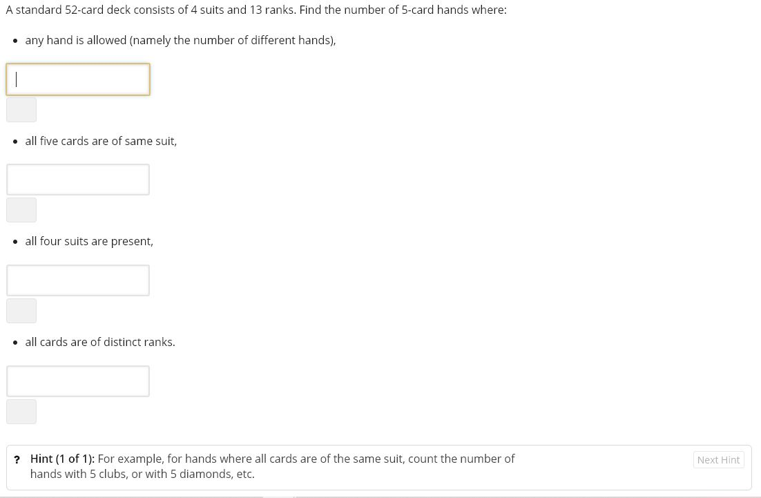 Solved A standard 52card deck consists of 4 suits and 13