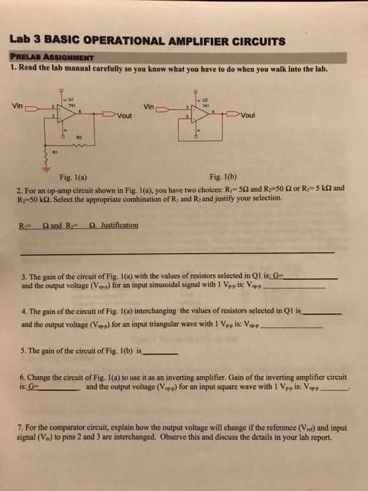 Solved Lab 3 BASIC OPERATIONAL AMPLIFIER CIRCUITS ASSIGNMENT | Chegg.com