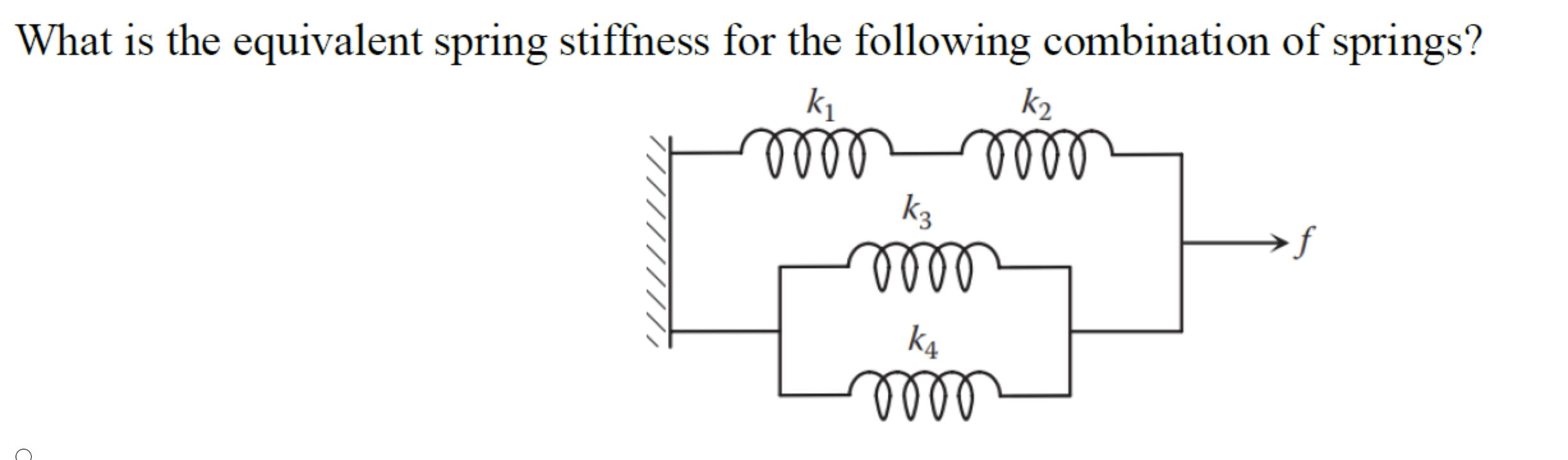 Solved What is the equivalent spring stiffness for the | Chegg.com