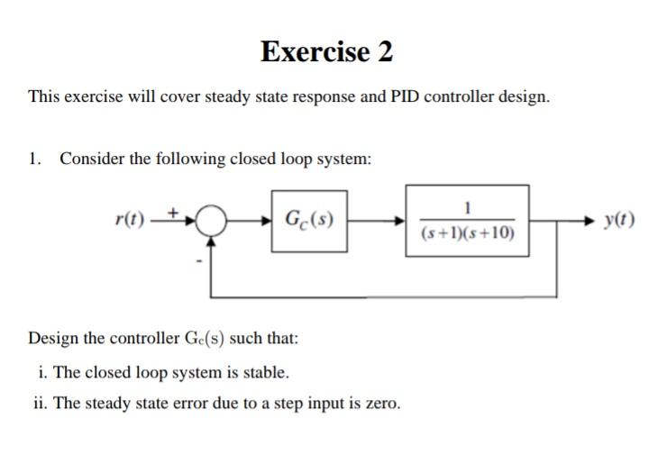 Solved Exercise 2 This exercise will cover steady state | Chegg.com