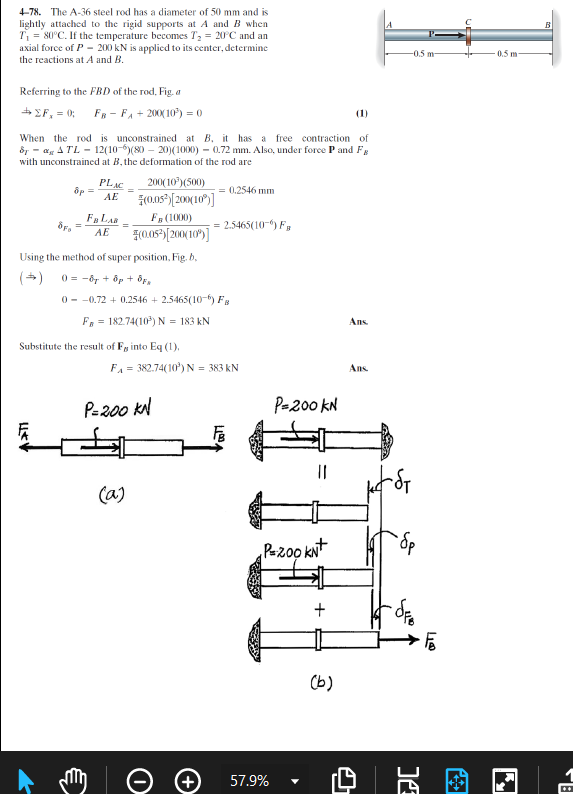 Solved +-78. The A-36 Steel Rod Has A Diameter Of 50 Mm And | Chegg.com