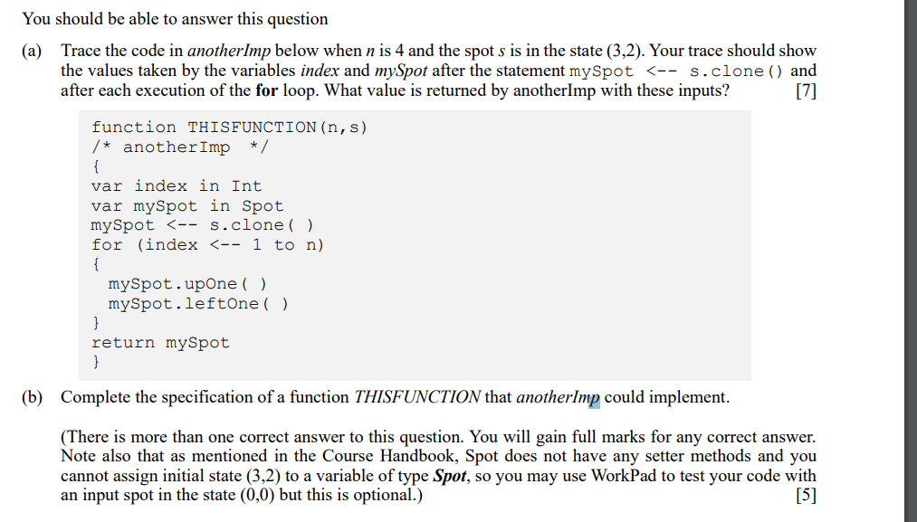 Solved You should be able to answer this question a) Trace | Chegg.com
