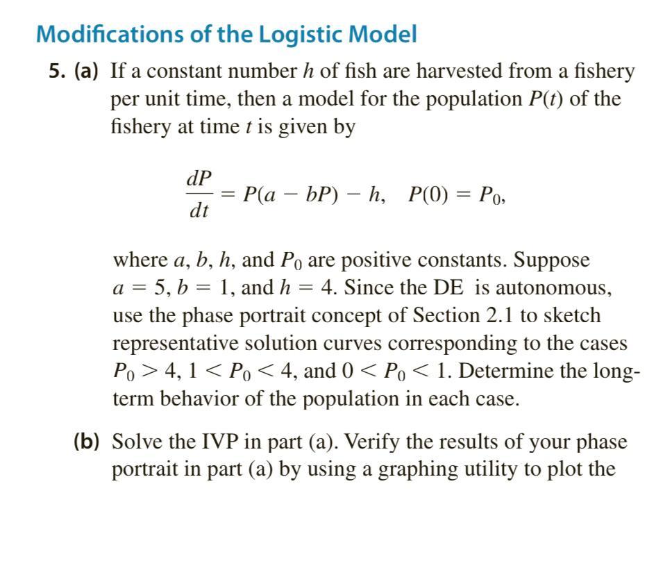 Solved Modifications Of The Logistic Model 5 A If A Co Chegg Com