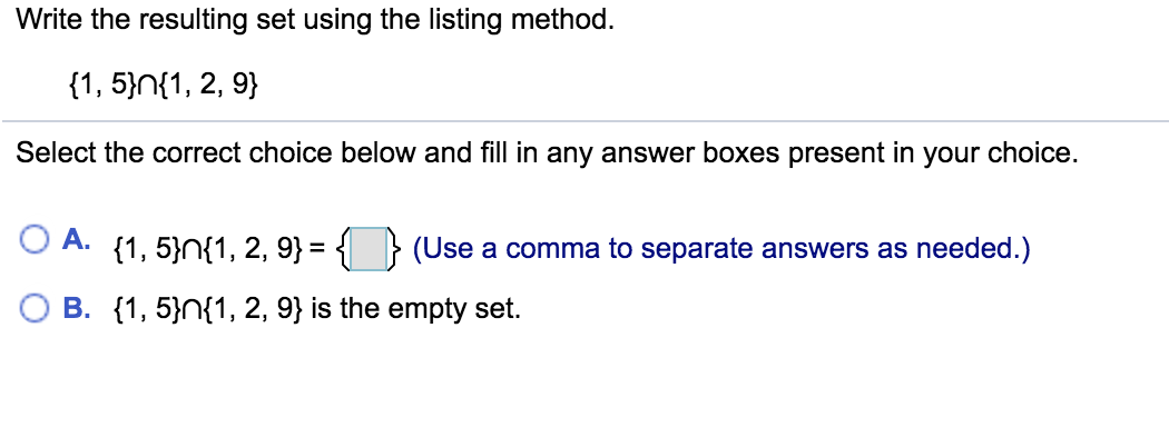 Solved Write the resulting set using the listing method. | Chegg.com