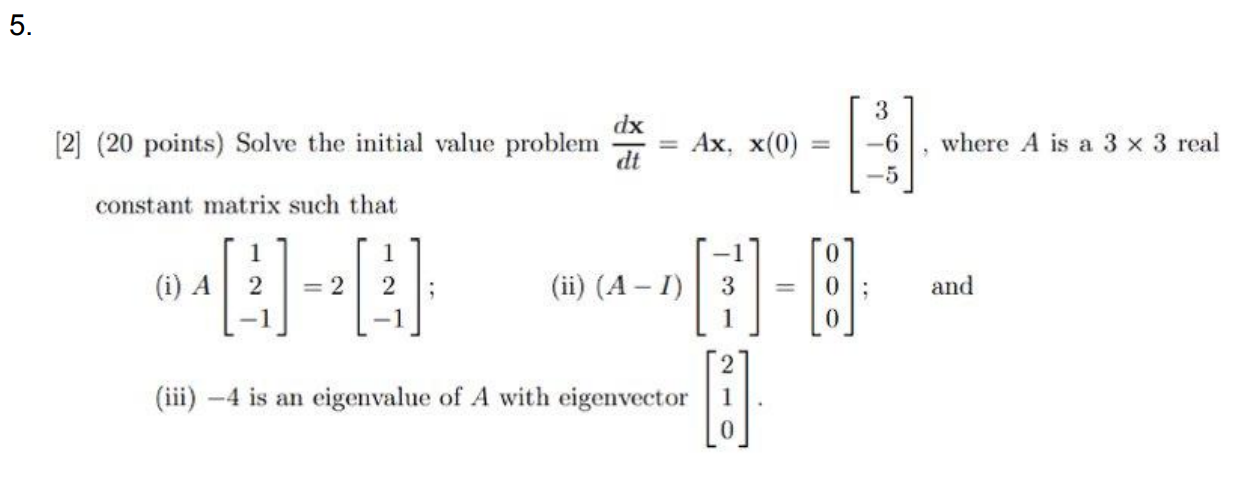 Solved [2] (20 points) Solve the initial value problem | Chegg.com