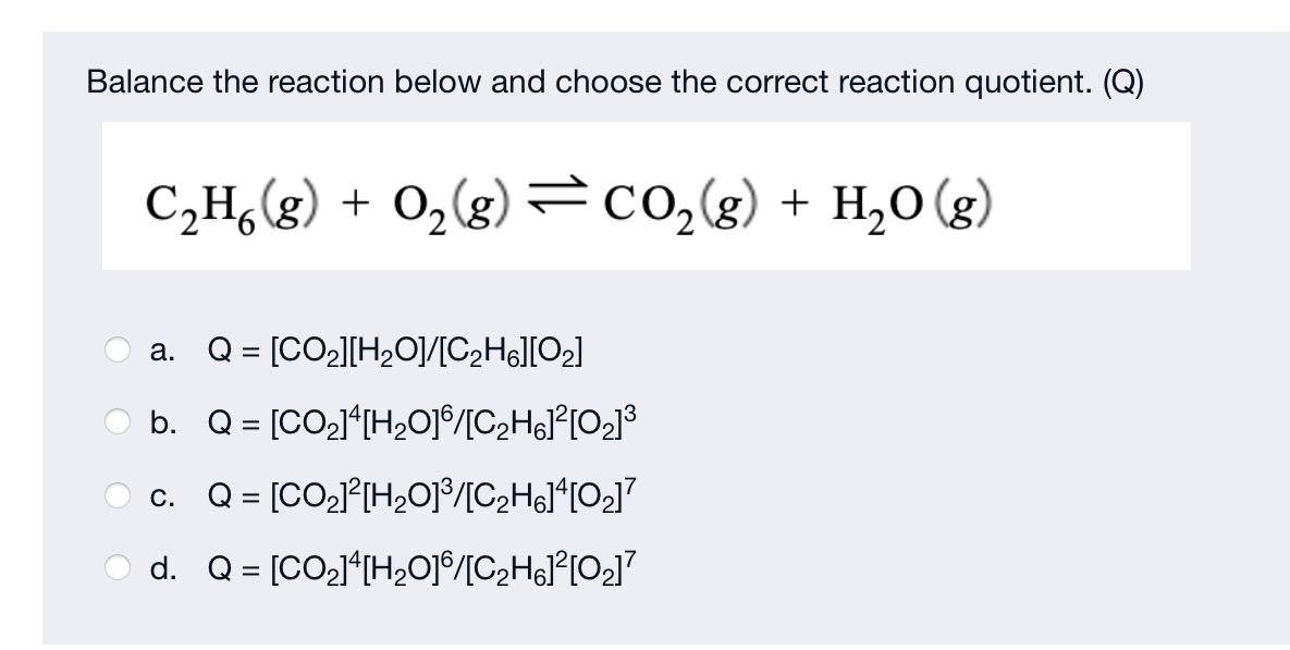 Solved Balance the reaction below and choose the correct | Chegg.com