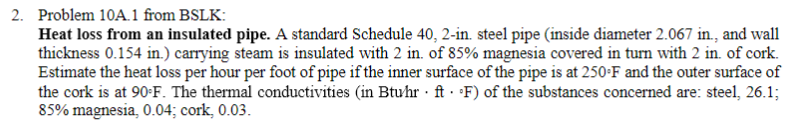 Solved 2. Problem 10A.1 from BSLK: Heat loss from an | Chegg.com