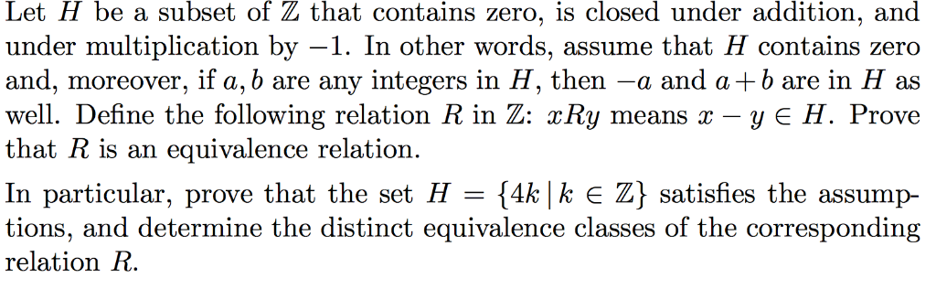 Solved closed and Let H be a subset of Z that contains zero. | Chegg.com