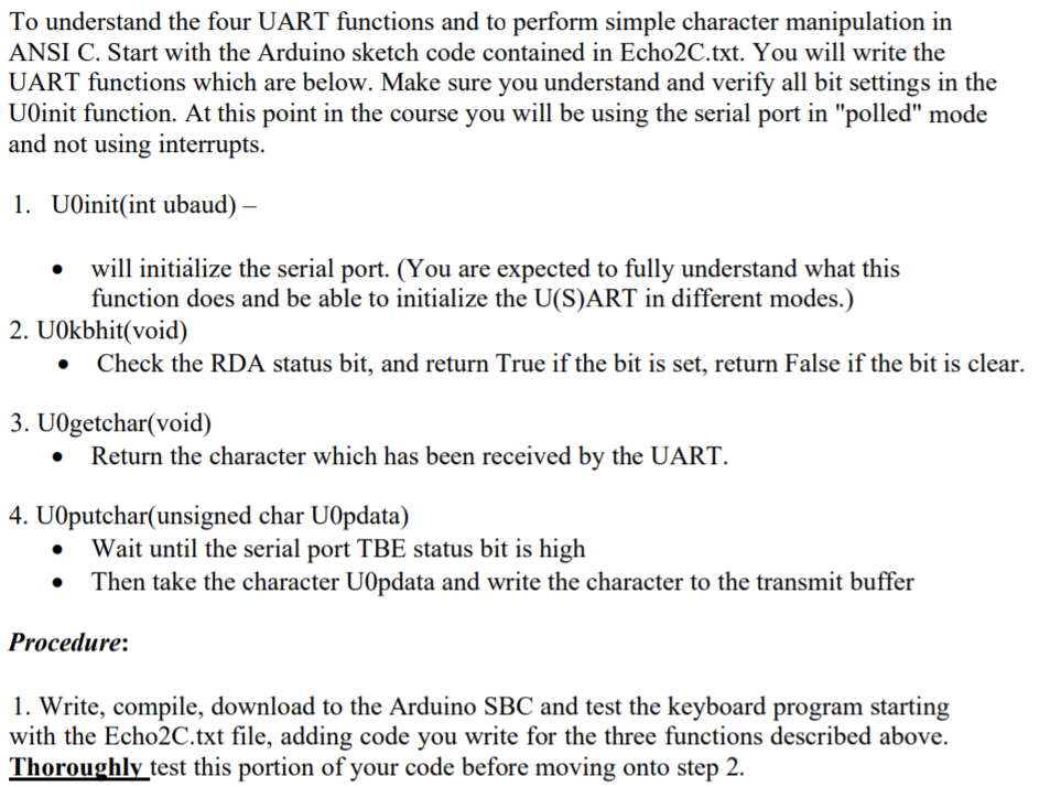 how to write c code for uart